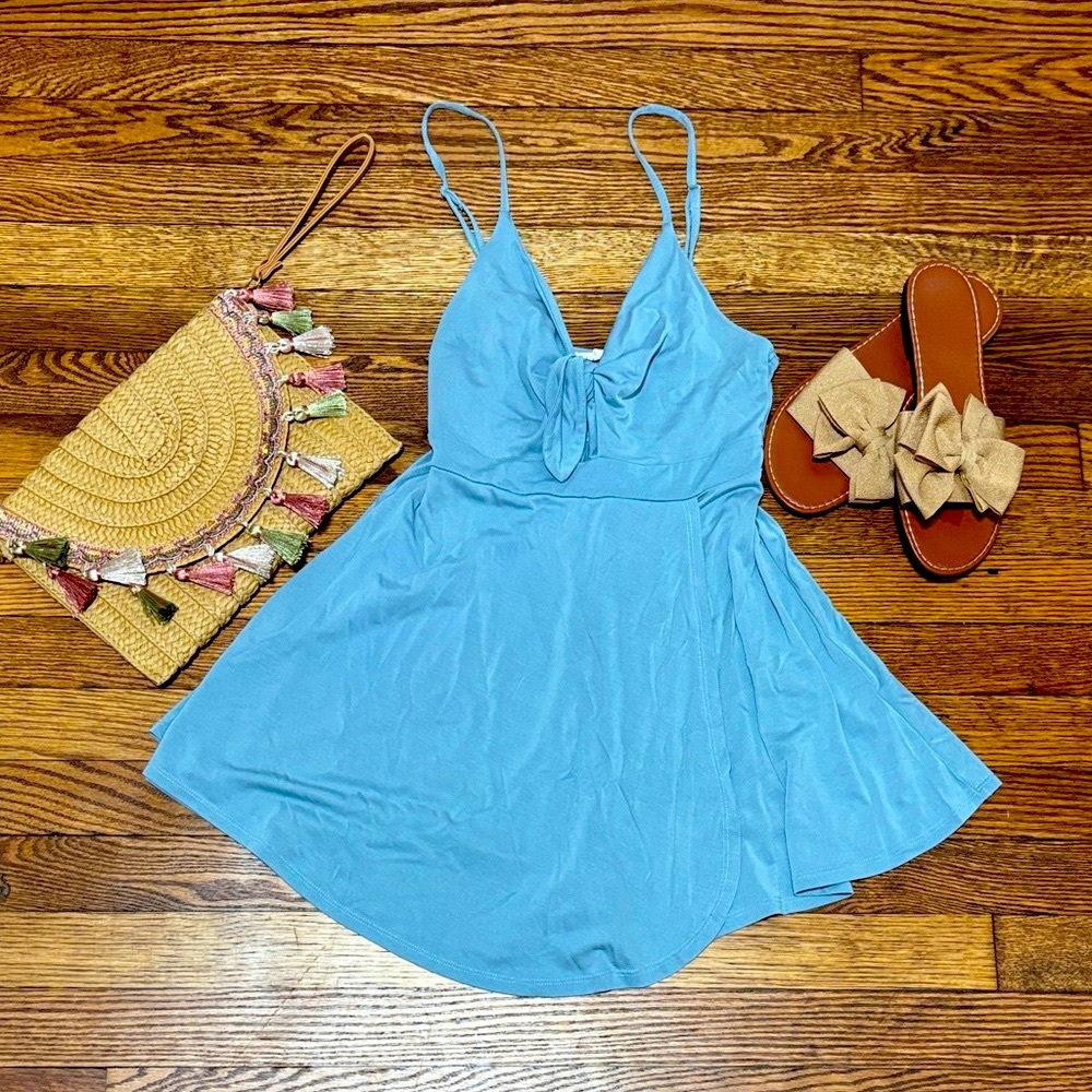 Light Blue Tie-Front Sundress